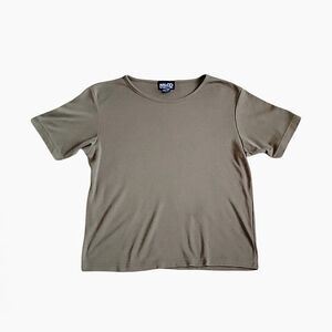 New York & Co. Olive Ribbed Short Sleeve Tee Size M